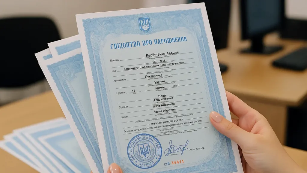 копия свидетельства о рождении